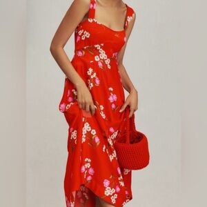 *Anthropologie* Maeve Red Floral Dress